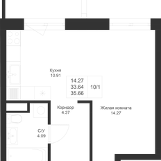 Квартира 35,7 м², студия - изображение 3