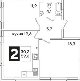 Квартира 59,6 м², 2-комнатная - изображение 2