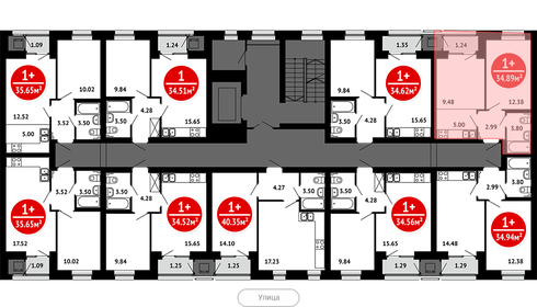 34,6 м², 1-комнатная квартира 5 262 240 ₽ - изображение 43