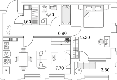 47,8 м², 1-комнатная квартира 13 080 784 ₽ - изображение 4