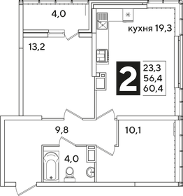 56,4 м², 2-комнатная квартира 10 039 200 ₽ - изображение 17