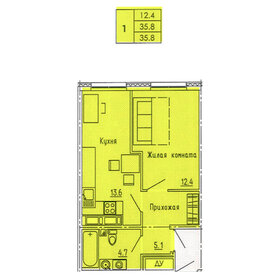 Квартира 35,8 м², 1-комнатная - изображение 1