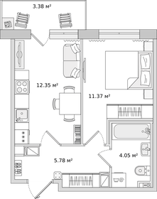 34,3 м², 1-комнатная квартира 5 750 000 ₽ - изображение 84