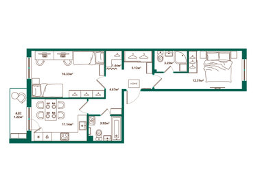 Квартира 59,4 м², 2-комнатная - изображение 1