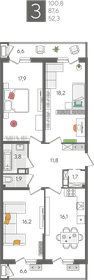 101,9 м², 3-комнатная квартира 23 956 690 ₽ - изображение 57