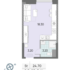 Квартира 24,7 м², студия - изображение 2