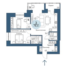 Квартира 78,6 м², 3-комнатная - изображение 1