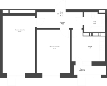 57,7 м², 2-комнатная квартира 11 645 300 ₽ - изображение 47