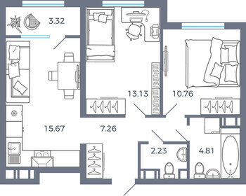 57 м², 2-комнатная квартира 5 900 000 ₽ - изображение 86