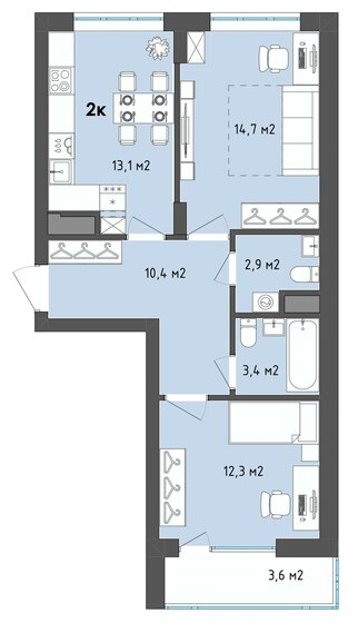 58,6 м², 2-комнатная квартира 7 044 892 ₽ - изображение 1