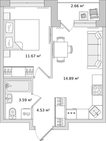 34,6 м², 1-комнатная квартира 5 435 314 ₽ - изображение 16