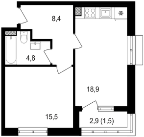 Квартира 49,7 м², 1-комнатная - изображение 1