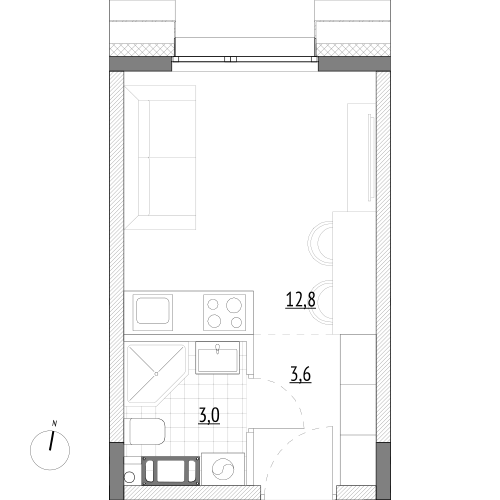 19,4 м², апартаменты-студия 4 423 200 ₽ - изображение 1