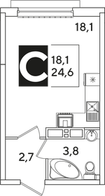 Квартира 24,6 м², студия - изображение 2