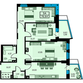 77,4 м², 3-комнатная квартира 9 602 560 ₽ - изображение 20