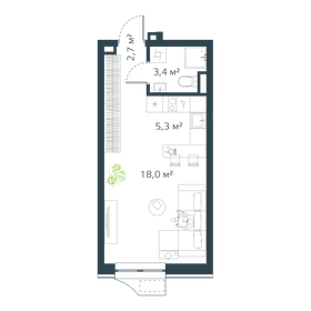 26,6 м², 1-комнатная квартира 6 249 080 ₽ - изображение 6