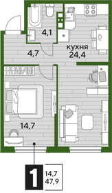 50 м², 1-комнатная квартира 5 200 000 ₽ - изображение 34