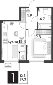 34,6 м², 1-комнатная квартира 5 532 540 ₽ - изображение 15