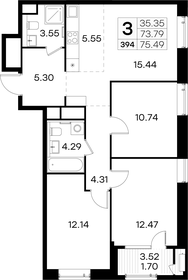 75,5 м², 3-комнатная квартира 21 550 000 ₽ - изображение 39