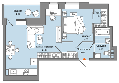 55 м², 2-комнатная квартира 8 000 000 ₽ - изображение 48