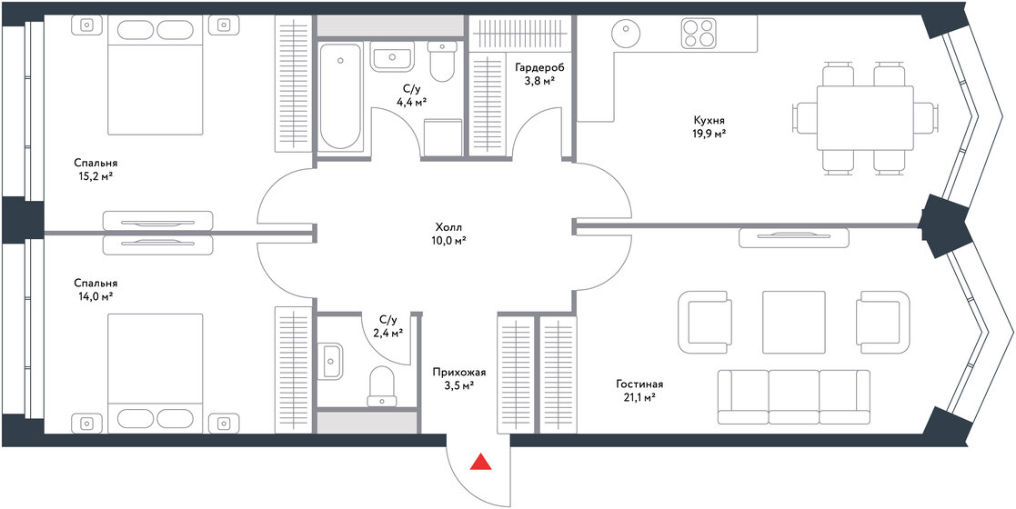 94,5 м², 3-комнатная квартира 40 394 404 ₽ - изображение 1