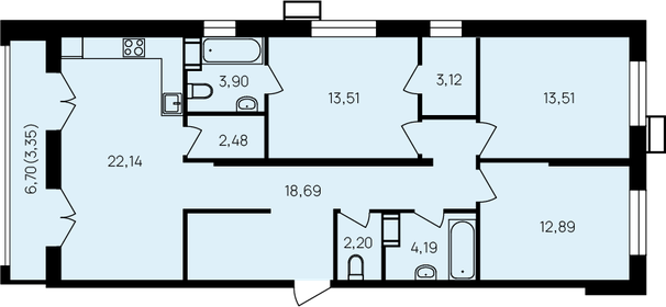 Квартира 104 м², 3-комнатная - изображение 1