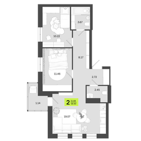 61,7 м², 2-комнатная квартира 10 250 000 ₽ - изображение 59