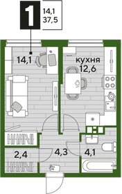 37,3 м², 1-комнатная квартира 7 299 610 ₽ - изображение 57