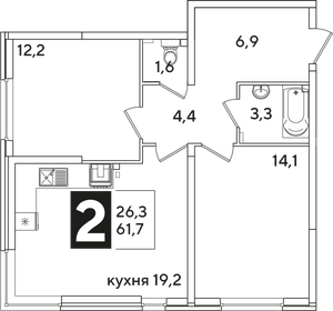 61,7 м², 2-комнатная квартира 11 883 420 ₽ - изображение 19