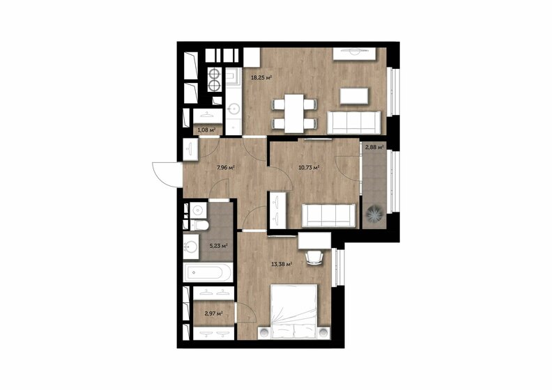 61 м², 2-комнатная квартира 8 972 880 ₽ - изображение 1