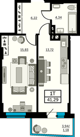 39,3 м², 1-комнатная квартира 5 541 300 ₽ - изображение 74