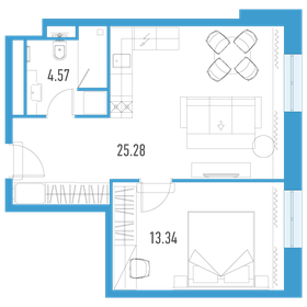 Квартира 43 м², 1-комнатные - изображение 1