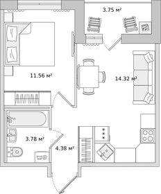 37,6 м², 1-комнатная квартира 8 419 454 ₽ - изображение 39