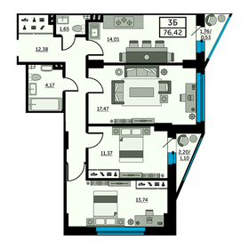 76,8 м², 3-комнатная квартира 12 748 800 ₽ - изображение 19