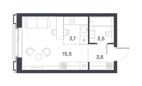 Квартира 26,3 м², студия - изображение 1