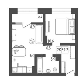 39,5 м², 2-комнатная квартира 5 332 500 ₽ - изображение 21