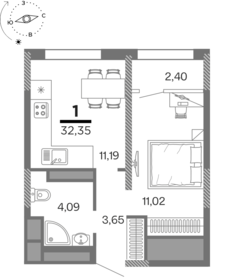 Квартира 32,4 м², 1-комнатная - изображение 1