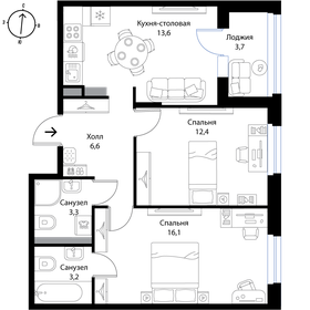 56,7 м², 3-комнатная квартира 6 800 000 ₽ - изображение 31