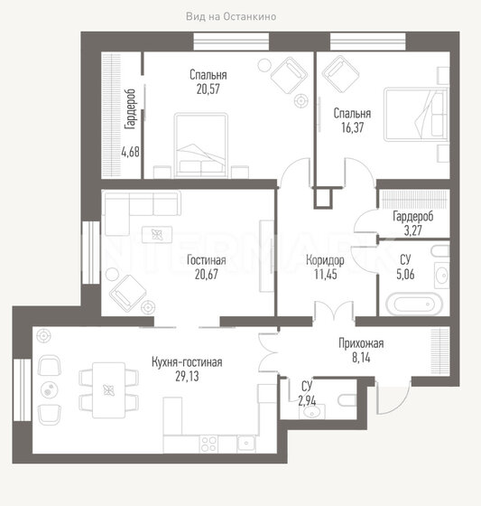 123 м², 4-комнатные апартаменты 58 700 000 ₽ - изображение 1