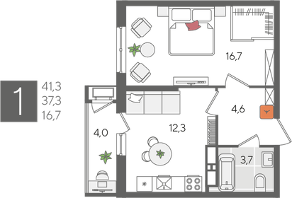 42 м², 1-комнатная квартира 5 500 000 ₽ - изображение 7