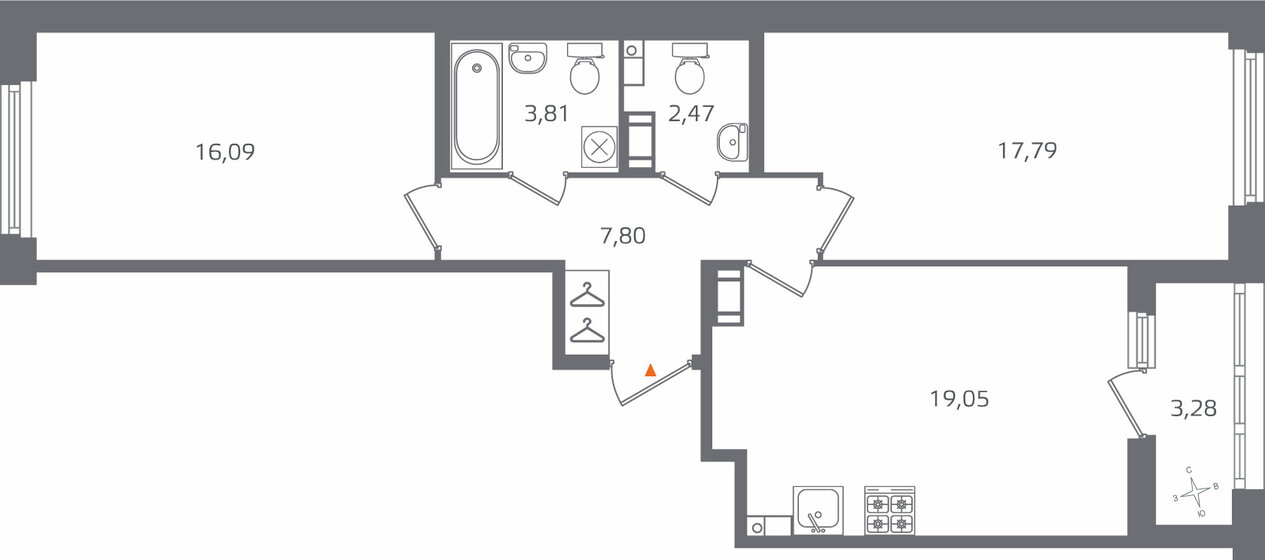 68,7 м², 2-комнатная квартира 19 138 056 ₽ - изображение 1