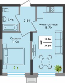 Квартира 37,6 м², 1-комнатная - изображение 1