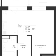 Квартира 35,7 м², студия - изображение 3