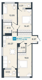 84,6 м², 3-комнатная квартира 16 490 000 ₽ - изображение 18