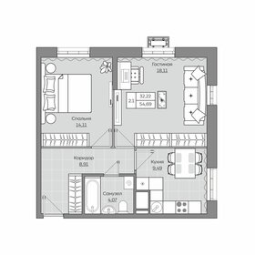 Квартира 54,7 м², 2-комнатная - изображение 1