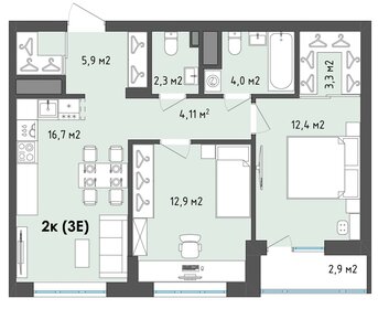 62,6 м², 2-комнатная квартира 7 621 550 ₽ - изображение 22