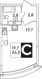 Квартира 26,3 м², студия - изображение 2