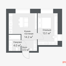 Квартира 34,8 м², 1-комнатная - изображение 5