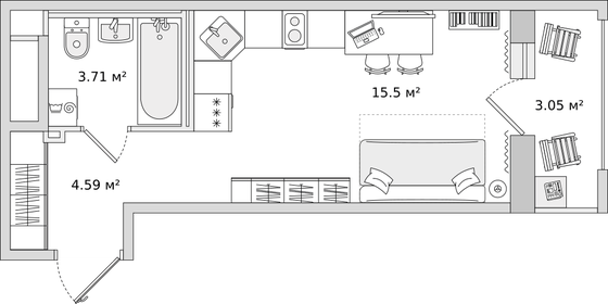 Квартира 26,9 м², студия - изображение 1