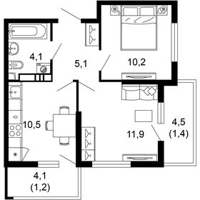 Квартира 44,4 м², 2-комнатная - изображение 1